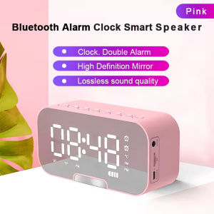 Alarm Clock Digital Bluetooth Speaker FM Radio Mirror Alarm Clock Rechargeable Wireless LED Display