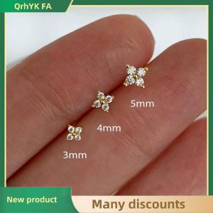 🔔🔔🔔QA 3Pcs set Four Petals Zircon Flower Stud Earrings Set For Women Small Classic Versatile Earrings 3 4 5mm