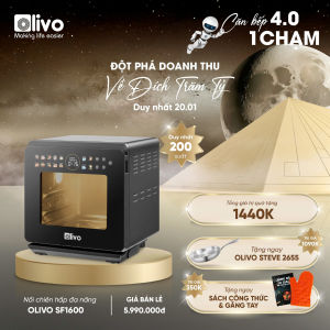 Nồi Chiên Hấp Đa Năng OLIVO SF1600 – Phiên bản Đặc Biệt cao cấp nhất Màn hình OLED hiện đại 70 chế độ cài sẵn Dung tích 16L Vệ sinh dễ dàng