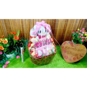 Kembarshop - TERLARIS Paket Kado Bayi Baby Gift Parcel Bayi Parcel Kado Bayi Laki-Laki Kado Lahiran-Keranjang Bulat
