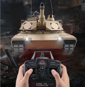 Heng Long 2.4G Remote Control Tank U.S M1A2 ABRAMS Battle RC Tank 7.0 Advanced Edition with Infrared for Metal Tracks Metal Wheels