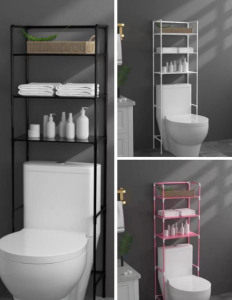 Floor Type Bathroom Rack Storage Rack Stainless Steel Easy Assembly Bathroom Shelves Behind Toilet Bowl