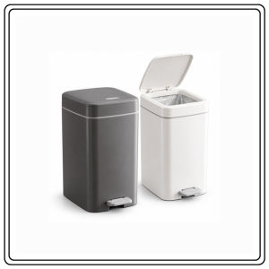 【JJ HOME】 Pedal Waste Bin with Push Button | Lidded Household Bin 10 to 20 L