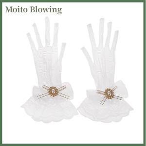 Moito Cô Gái Lolita lưới cung hoa ren Găng tay đen trắng ren găng tay Lolita ren tay áo Cosplay đồ trang sức