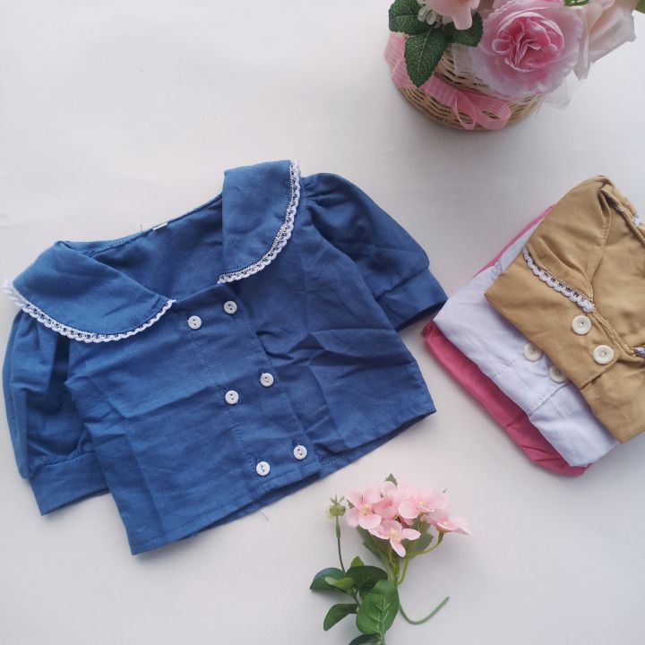 AMEENA BLOUSE BAJU ATASAN KEMEJA ANAK PEREMPUAN KEKINIAN OOTD GADIS KECIL  ALA KOREA Lazada Indonesia