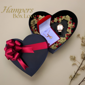 Hampers kado ulang tahun cewek anniversary pacar kalung titanium premium box love warna hitam