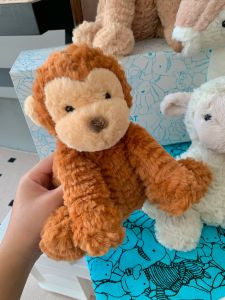 [Original with Blue Dust Bag] JELLYCAT Wave Fur Lion Lamb Monkey Doll Christmas Gift Plush Doll Three Labels Complete