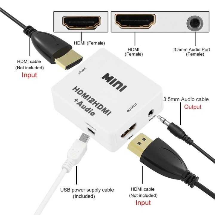 HDMI to HDMI-compatible Audio Extractor 1080P Converter Adapter