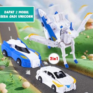 Mainan Anak Unicorn Deformation Magnetic 2in1 Robot dan Mobil
