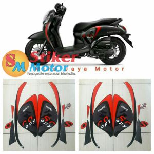 STIKER STRIPING MOTOR SCOOPY FI 2021 HITAM SPORTY BLACK