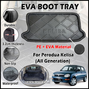 ✨ For Perodua Kelisa All Generation EVA Copolymer Car Boot Tray Luggage Cargo Trunk Tray Dulang But Kereta Durable Easy Clean 100% Custom Fit Waterproof Senang Pasang Senang Cuci Kalis Tahan Lama Air 汽车后箱垫