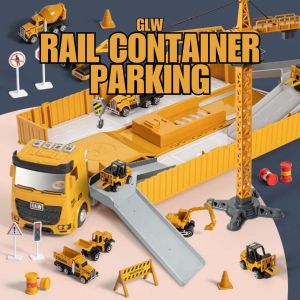 GLW Rail Container Parking Construction Vehicles Toys for Kids by WISHLAND