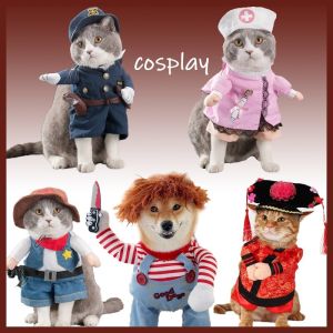 ชุดเสื้อผ้าสัตว์เลี้ยง BHQ PET COD เสริมการดูแลสุขภาพแมวตลก นักมวย ชุดสวมบทบาท ยูนิฟอร์ม ชุดลูกสูง ชุดแมว