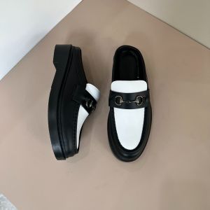 Giày Mules Slipper Black White giày sục nam đen trắng nâng chiều cao 4cm