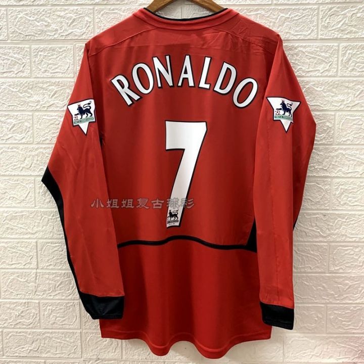 Replica Manchester United jersey 02-03 Premier League Red Devils Ruud van  Nistelrooy Beckham Ronaldo long short-sleeved football jersey  Lazada