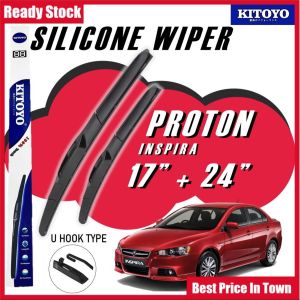 KITOYO Premium Nano Silicone Car Wiper Windshied For Proton Inspira 2011 Wiper Kereta Bundle pengelap kereta 雨刮 17 Inch + 24 Inch Hujan 下雨