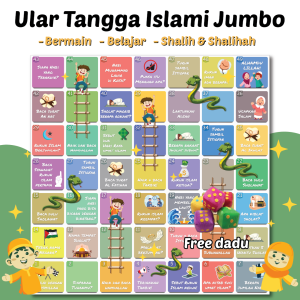 ULAR TANGGA JUMBO - MAINAN EDUKASI ANAK SNAKE AND LADDERS | GRATIS DADU