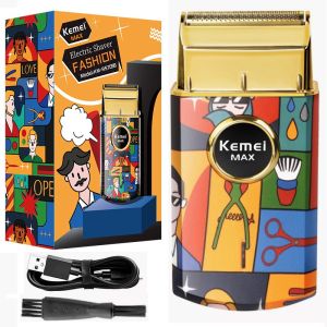 [HOT ITEM] Kemei Hair Trimmer Shaver Set Powerful Household Hair Trimmer Electric Hair Clipper Graffiti Print Razor new