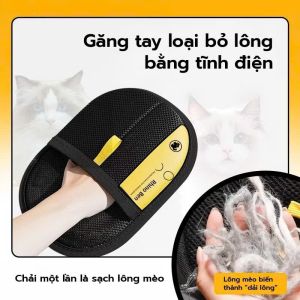 Găng Tay Hút Lông Thú Cưng Tĩnh Điện | Làm Sạch Lông Mèo Chó Dính Quần Áo Sofa Thảm Chăn Ga Hiệu Quả