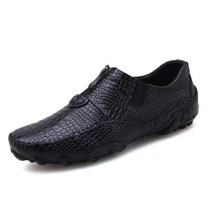 Prelesty COD Import Kulit Sepatu Sneaker Pria ritsleting Dewasa Casual Santai Keren Loafer Kekinian Sepatu Slip On Cowok 174
