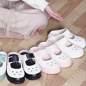 [Free Shipping] New Summer Fashion Outdoor Beach Sandals For Women Hollow-Out Thick-Soled Clogs Half-Slip Sandals