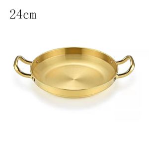 NG65D Salad Bowl Frying Pan BBQ Plate Double Ear Dry Pot Durable Stainless Steel Kitchen