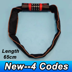 Unbreakable Bike Lock 4-Digit Alloy Steel Chain with 65cm Cut-Proof Cable for Motorcycles E-Bikes