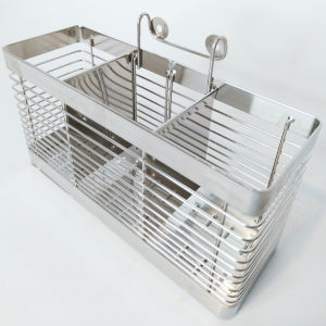 Ống đũa INOX 304 3 ngăn cao cấp (25 x 9 x 15) ống đựng thìa (muỗng) đũa nhỏ gọn dụng cụ nhà bếp tiện lợi