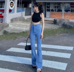 Shoft Cutbray Jeans Streetch Melar Celana Highwaist Model Era 90an Panjang 102cm Hangover Princess
