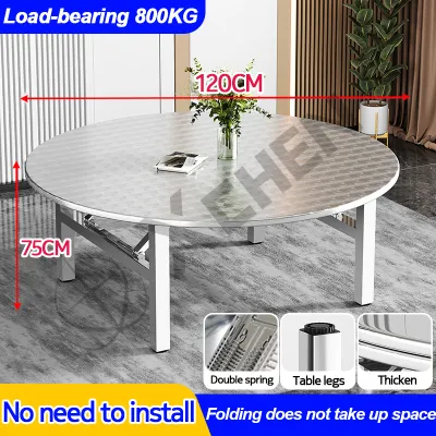 【Ship Today】Stainless Steel Folding Table Dining Table 145*65*80cm Bearing 800KG Study Table portable square table