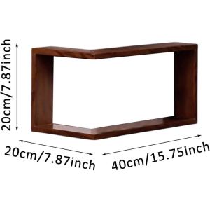 Corner Floating Shelves Rustic Brown Wooden Storage Shelf Set of 3 Wall Mounted L Shaped for Bedroom Living Room Kitchen