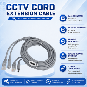 CCTV Ethernet and DC Power Cable RJ45 LAN +DC Power Cable for CCTV Camera 5M/10M/15M/20M/30M/40M