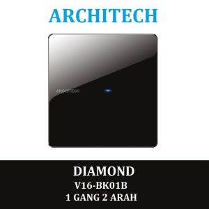 Architech V16-Bk01A Diamond Black Sakelar/Saklar/Cetekan 1 Gang 1 Arah