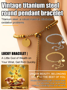 Women Gold Plated Vintage Titanium Stainless Steel Bracelet Pendant Hand Jewelry