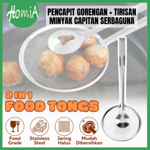 Pencapit Gorengan Dengan Tirisan Minyak 2In1 / Jepitan Saringan Untuk Gorengan Serbaguna - HOMIA