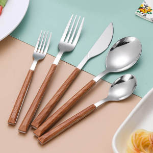 Stainless Steel Cutlery Set Dinnerware Set Soup Spoon and Fork Set Dessert Fork Baby Spoon Silverware Set of 5 Pieces Flatware Set Tableware Set