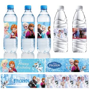 W21 Disney Frozen Water Bottle Labels Birthday Party Decoration Elsa Waterproof Cute Stickers Baby Shower girls Gifts Party Supplies