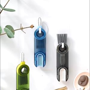 3-in-1 U-shaped Cup Rim Cleaning Brush Multifunctional Mini Groove Gap Cleaner Brush Rotatable COD