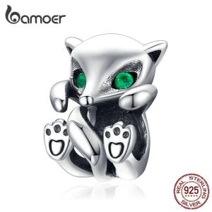 BAMOER Baby Fox เครื่องประดับโลหะรูปสัตว์พอดีกับสร้อยข้อมือเงินแท้925เครื่องประดับแฟชั่นเงินสเตอร์ลิง SCC1290