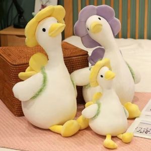 LUMIYA with Flower Backpack Plush Duck Doll 30/40/50cm Soft Stuffed Animal Toy Cute Throw Pillow Kids