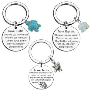 3Pcs Tortoise And Elephant Design Resin Keychain Stainless Steel Accessory Compact And Lightweight For Everyday Use