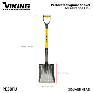 Viking Engineered Series Durable Fiberglass Handle Spade Shovel with D-Grip - Tempered Steel Blade for Gardening and Digging