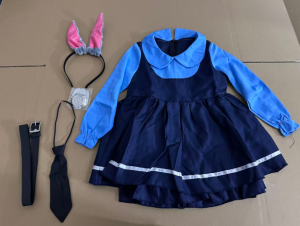 Zootopia Judy Cartoon Cosplay Character Costume for Kids Girl HalloweenCute BlueDress AdultOutfitSet