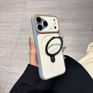 Anti-Drop For Magsafe Holder Armor Matte Kickstand Case For iPhone 17 16 15 14 13 Pro Max Plus Metal Bracket Ring Magnetic Cover