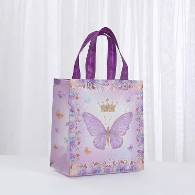 FP3023 (12 pcs) Butterfly Pink Purple Loot Bag Non-woven Gift Bag Eco Party Giveaway Souvenir