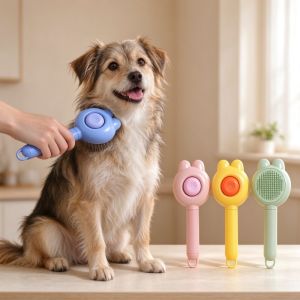 Pet One-Click Hair Comb Pet Hair Remover Cleaning Brush Cats Grooming Dog Accessories Tools Float Hair Removal Slicker Brush with Automatic Funct