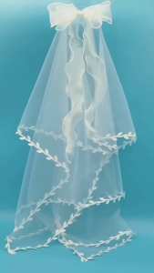 Cô Dâu lớp Mạng Che Mặt headpieces với cây nho TRIM & Bowknot khăn voan che mặt cô dâu đám cưới vải tuyn dài sang trọng cô dâu tiệc cưới Mạng Che Mặt