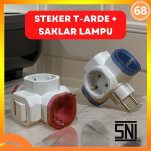 Steker T-Arde 3 Lubang + Switch Saklar On Off / Colokan Cabang 3