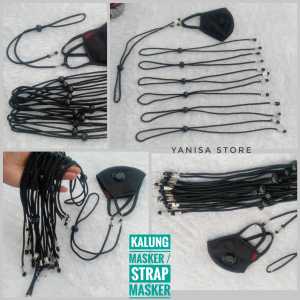 12 pcs kalung masker Hitam polos / strap masker