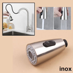 Đầu vòi inox thay thế cho vòi bồn rửa chén dây tự rút có nút chuyển chế độ nước